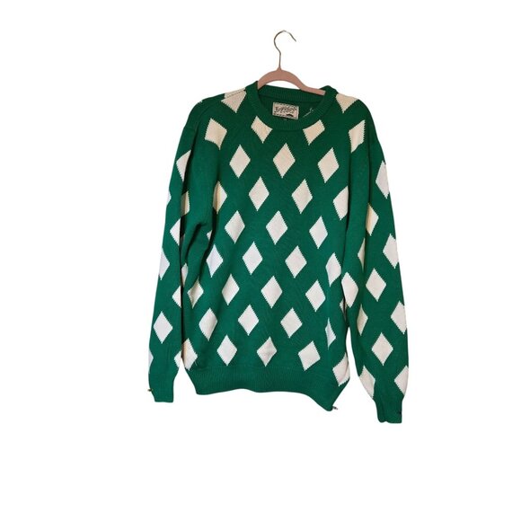 Bogey‎ Boy Men's Diamond Pattern Crewneck Sweater Golf Macklemore Square Large - Picture 1 of 8